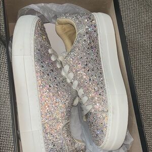 Betsey Johnson Silver Rhinestone Sneakers
